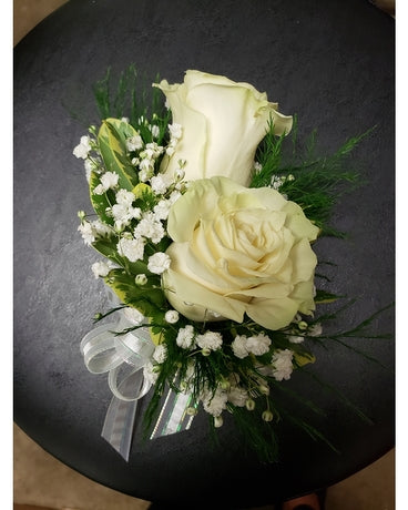 2 White Rose Corsage