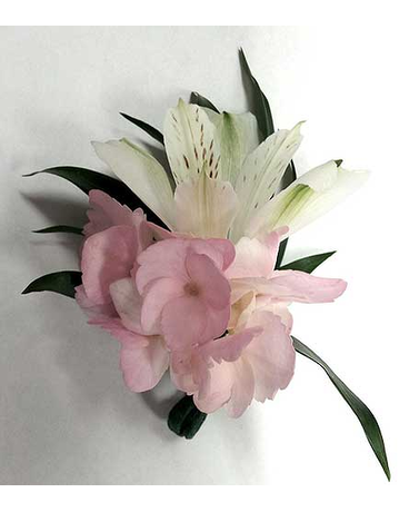 Pink Hydrangea & White Alstro Bout.