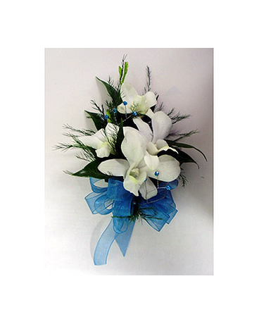 White Dendro & Rhinestone Corsage