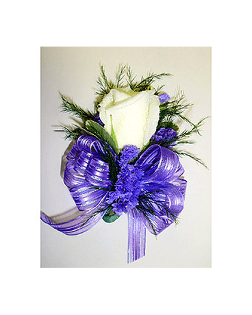 White Rose & Purple Corsage